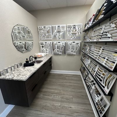Cabinet hardware display at Coastal Cabinets in Seminole, FL